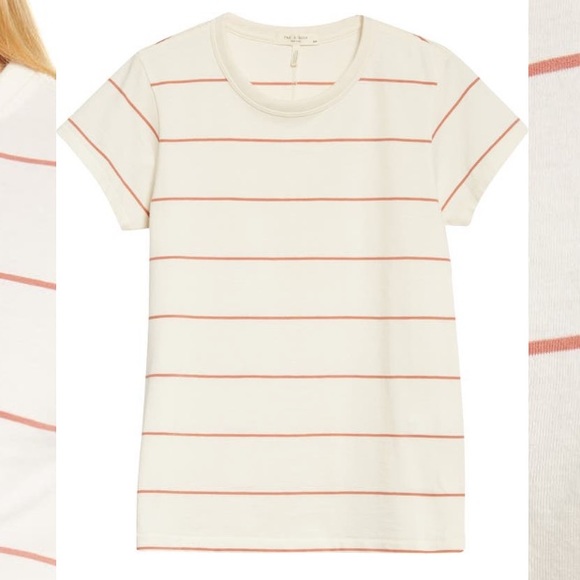 NWT rag & bone The Stripe Organic Cotton T-Shirt in Rust - Picture 13 of 13